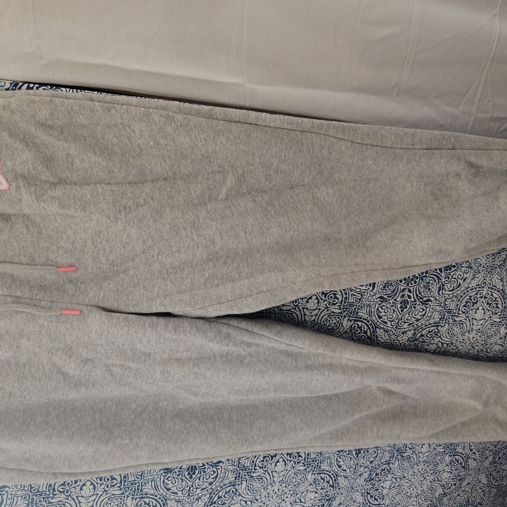 Gray Sweatpants with Pink Accents